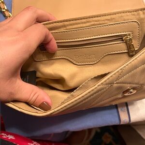 Bebe Beige Quilted Shoulder Bag